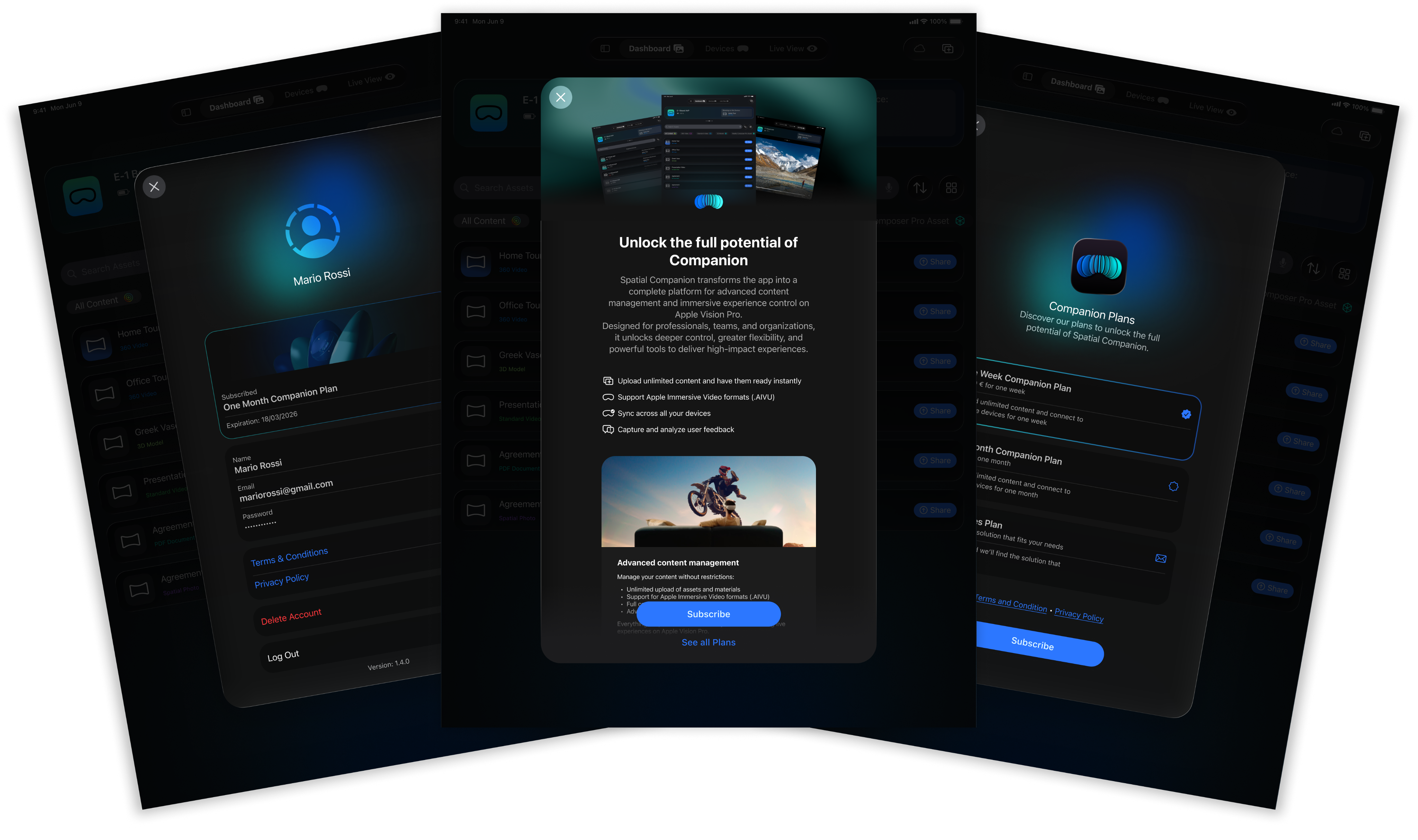 Choosing a Spatial Companion subscription in account settings