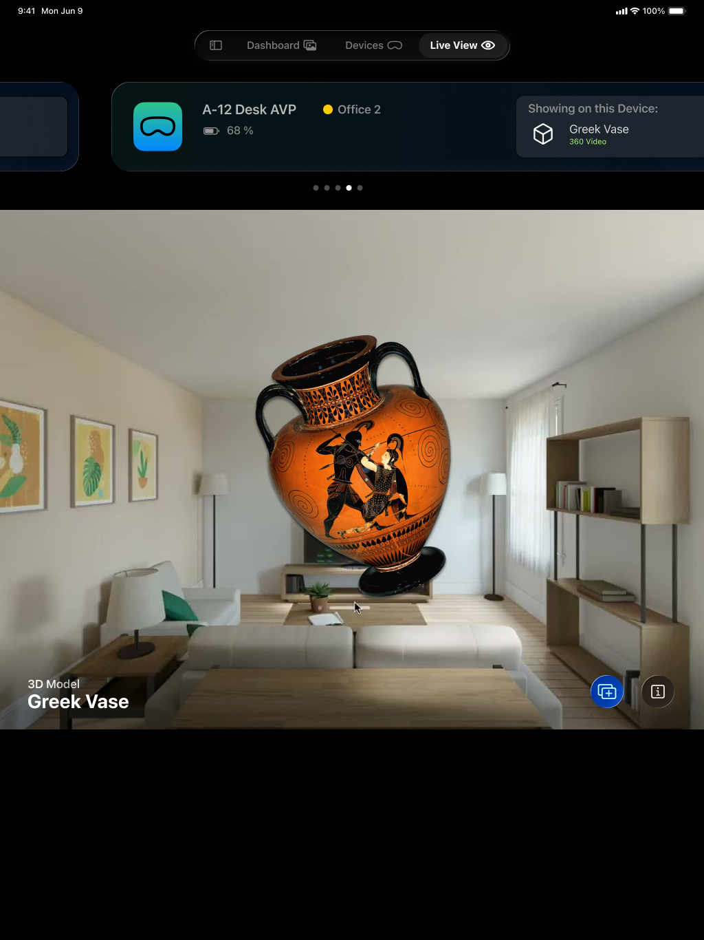 Keep every headset in sync, pause or switch content, and let your guests focus on the experience.