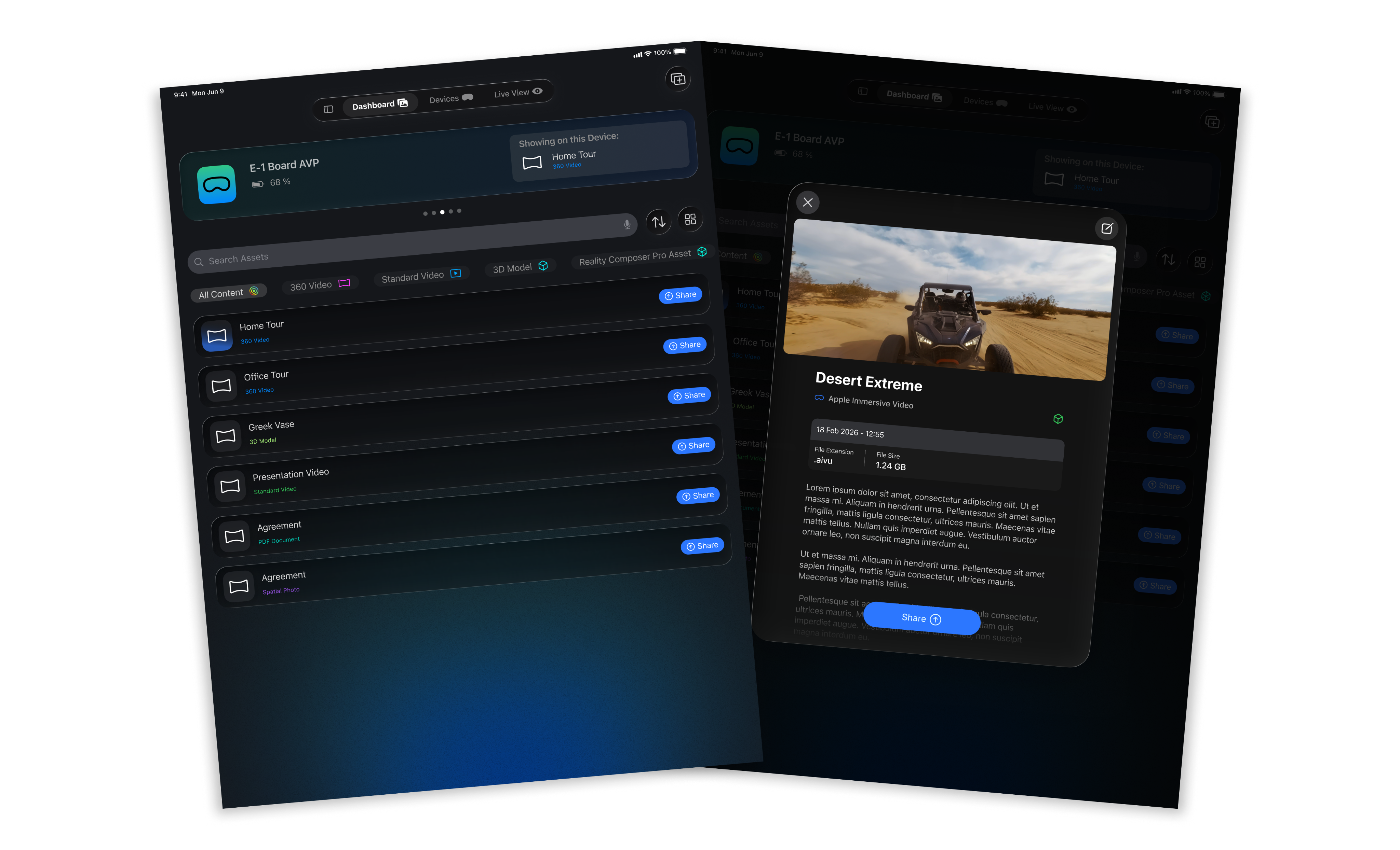 Sharing content to Apple Vision Pro and watching in Live View