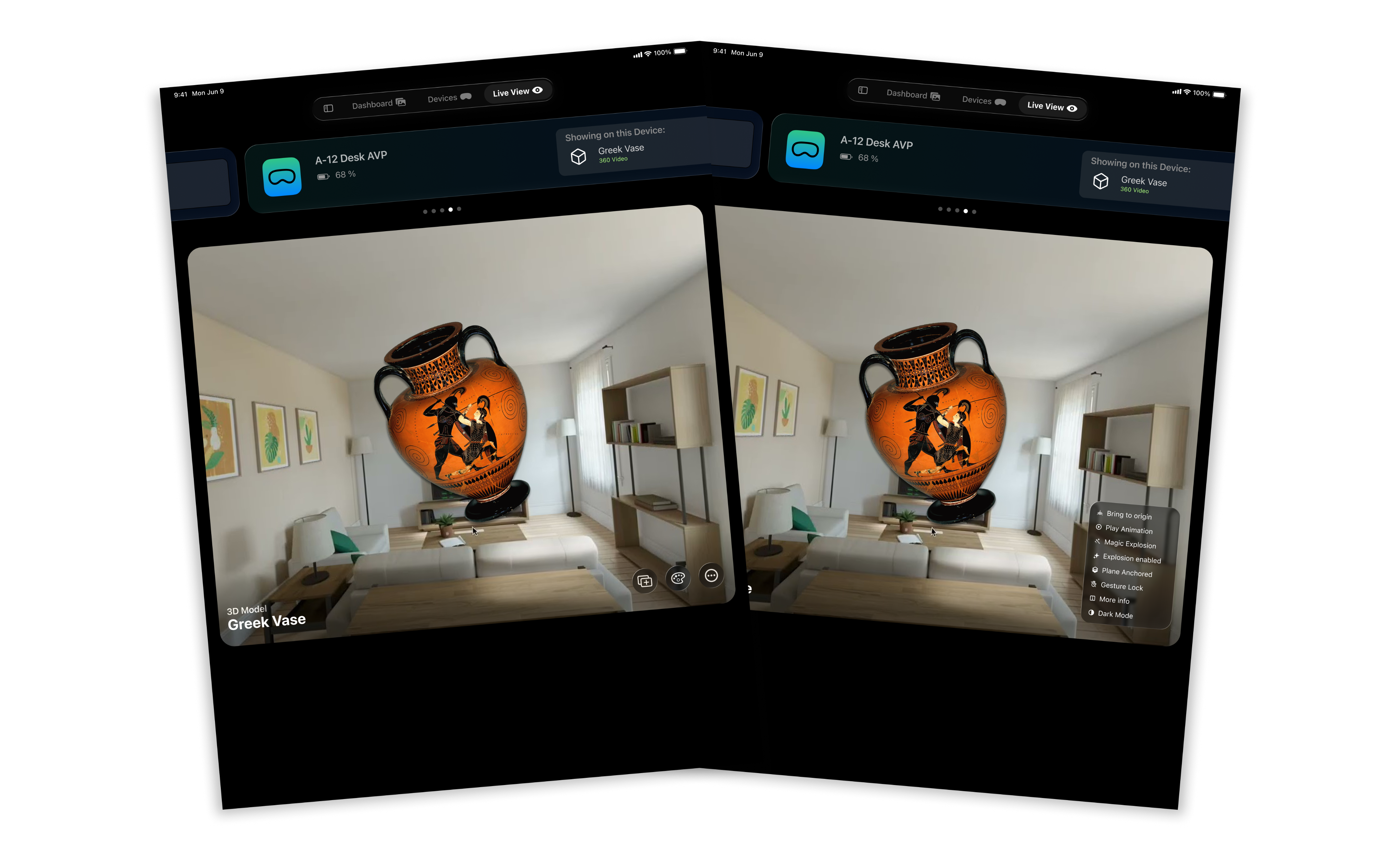 The 3D model tools menu in an Apple Vision Pro experience