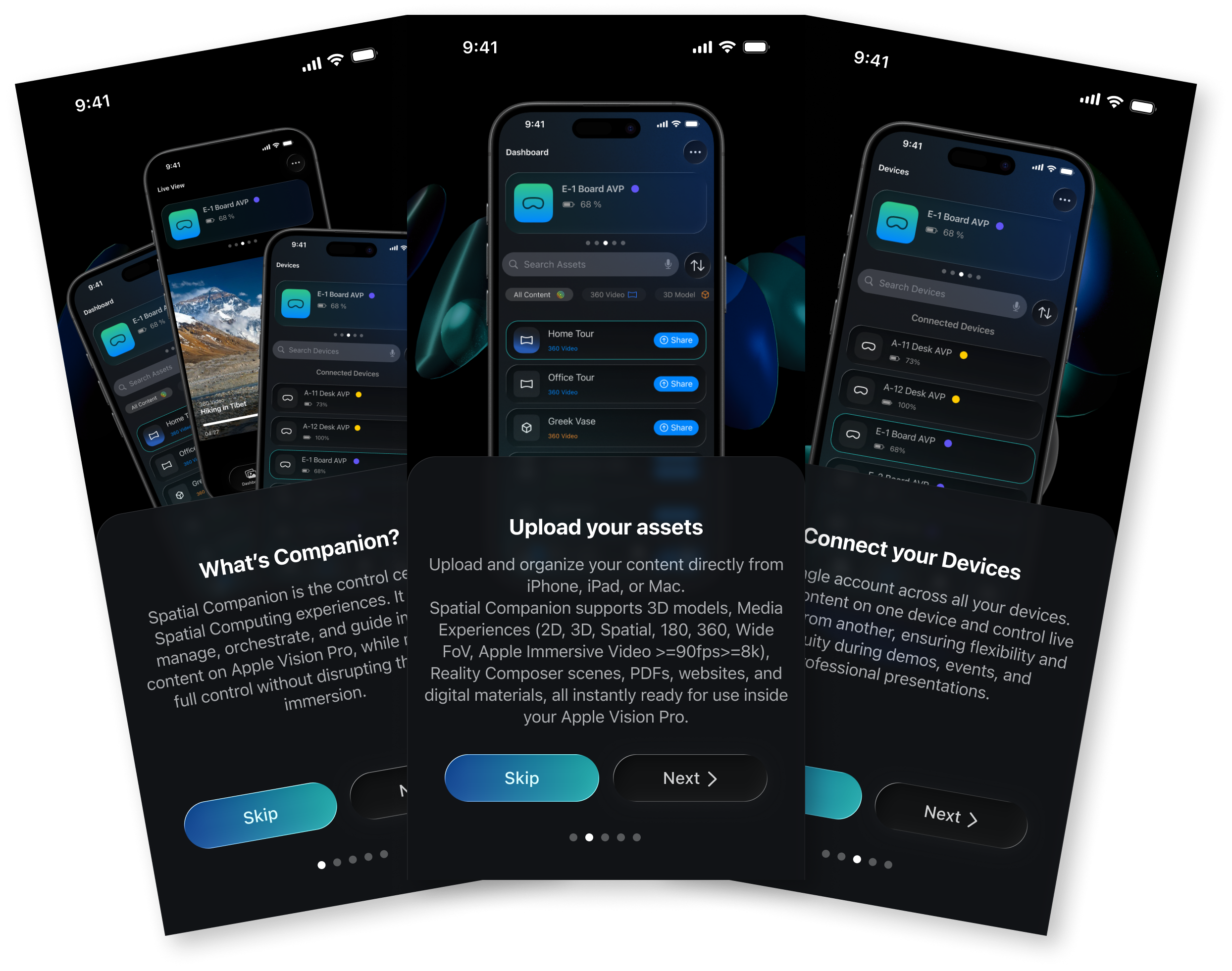 Welcome page in the Spatial Companion app for iOS