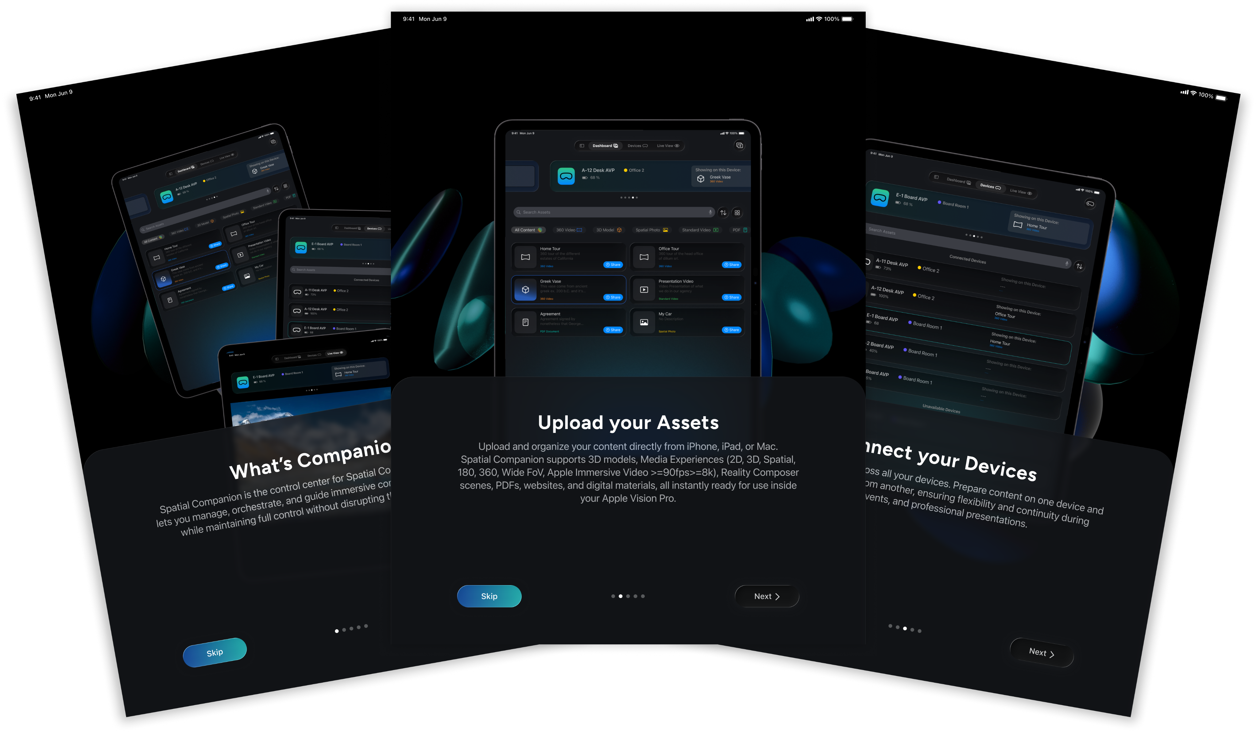 Welcome page in the Spatial Companion app for iPadOS